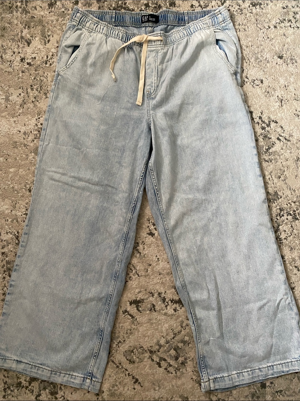 GAP Light Blue Drawstring Baggy Wide-leg Men's Jeans Sz XL
